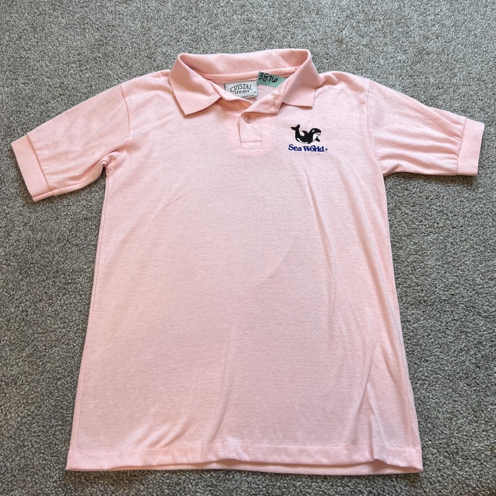 Vintage SeaWorld Polo Shirt Youth Large‎ Orca Whale Crystal Springs USA 90s
